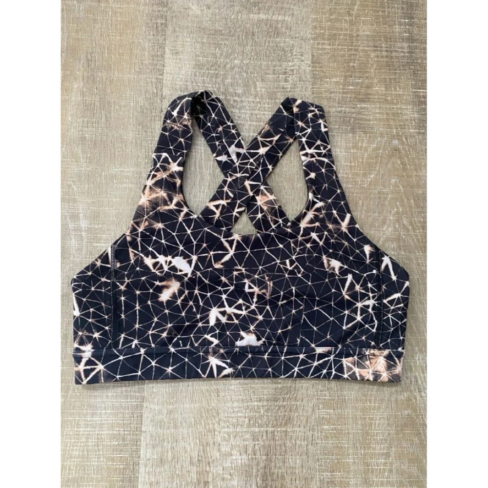 LULULEMON All Sport Bra Adjustable Star Crushed Multi Black Size 8 Luxtreme Run